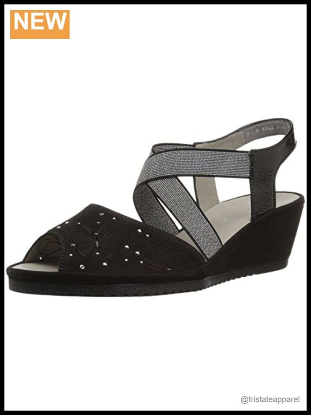 ARA Celia Leather Wedge Sandal with Cushioned Insole and Butterfly Perforation
